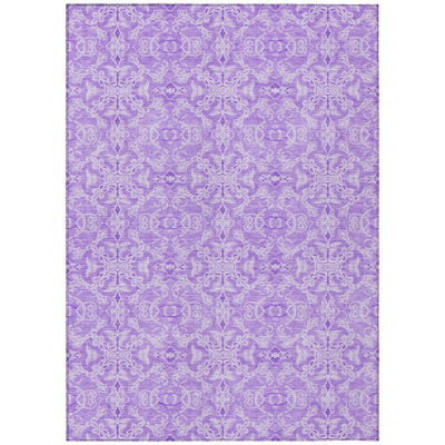 3' X 5' Lavender Medallion Washable Indoor Outdoor Area Rug