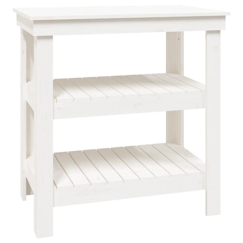 Work Bench 50x80 Cm Solid Wood Pine, White, 80cm H  x 78.5cm W  x 50cm D