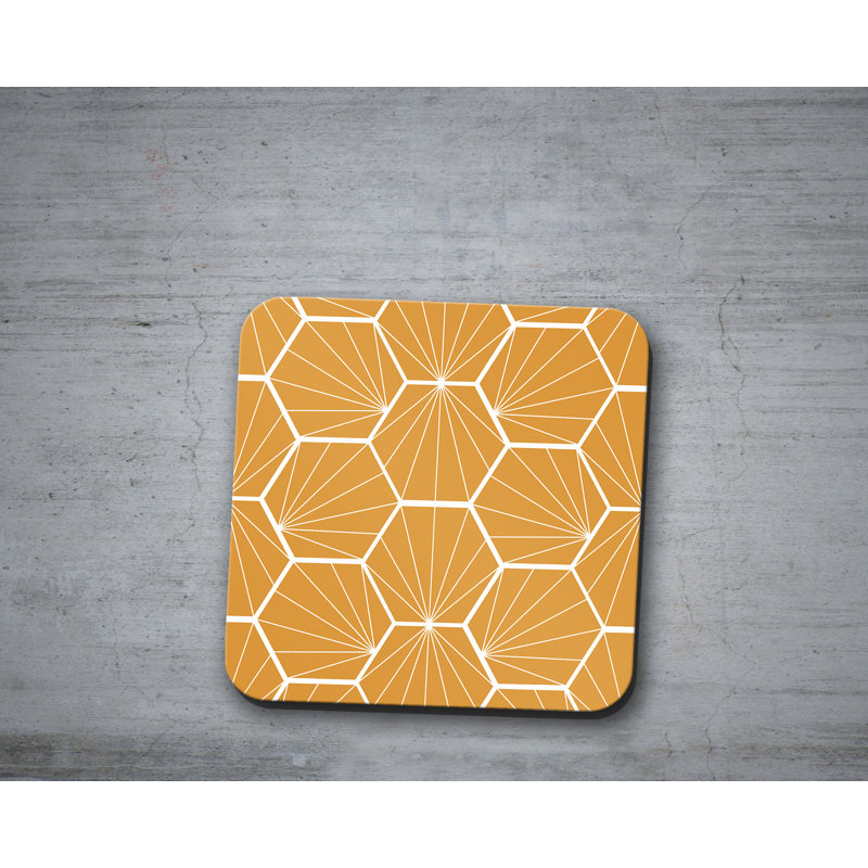 Square 4 Piece Coaster Set, Yellow