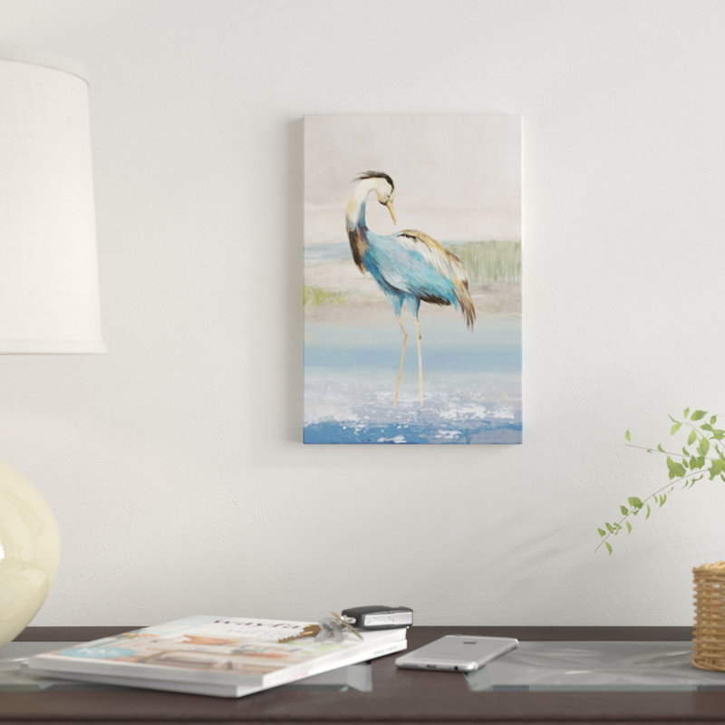 «Heron on The Beach I», reproduction sur toile, H 26 po x l 18 po x P 1,5 po, Toile tendue, Pas de tapis