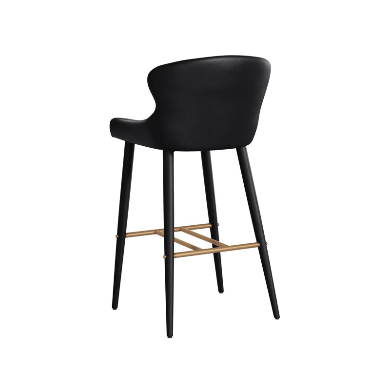 EVORA Upholstered Stool with Metal Frame, Bar Stool (30” Seat Height), Black