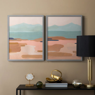 «Desert Sunrise I», reproduction encadrée de qualité supérieure - prête à être accrochée - aucun clou requis - aucun clou requis