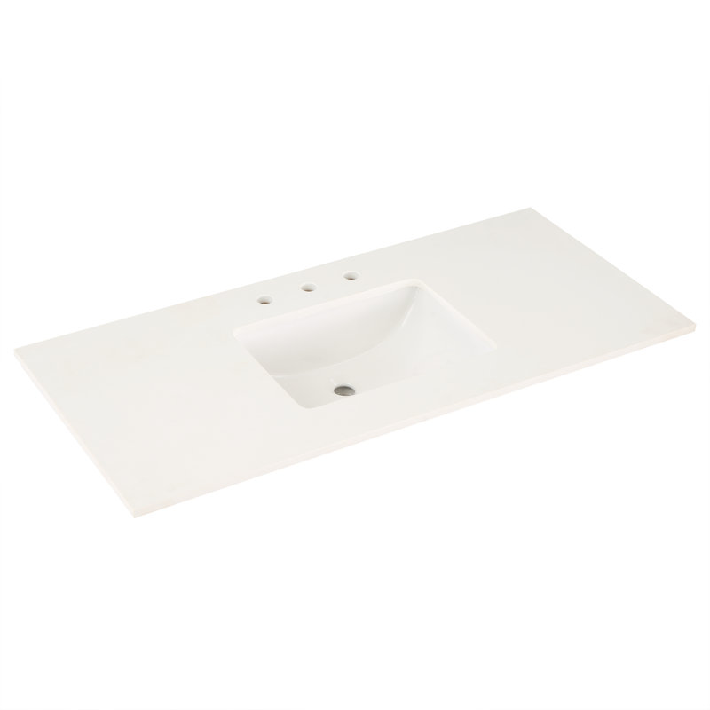 Markham 48 in. Single Vanity, White Quartz, Midnight Black, Satin Brass