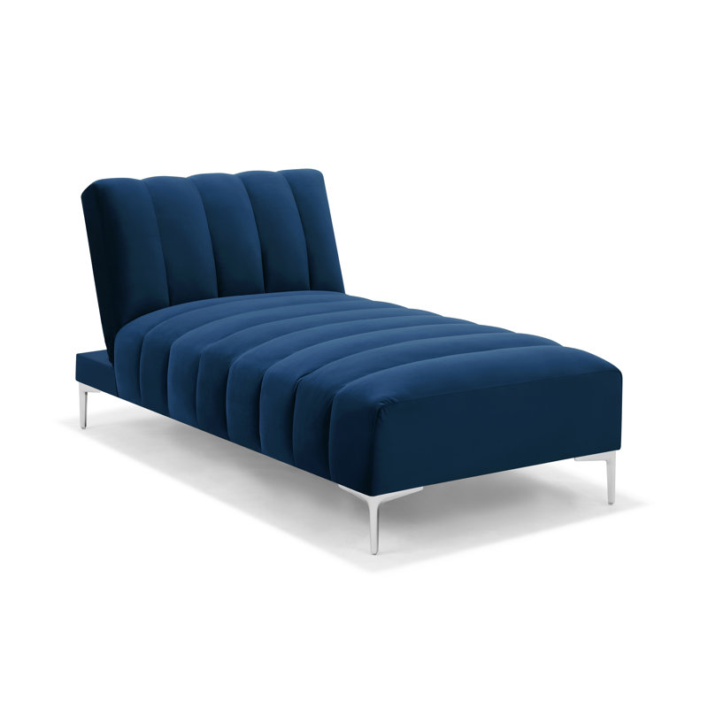 Camille Chaise Longue Daybed in Velvety Fabric, Blue