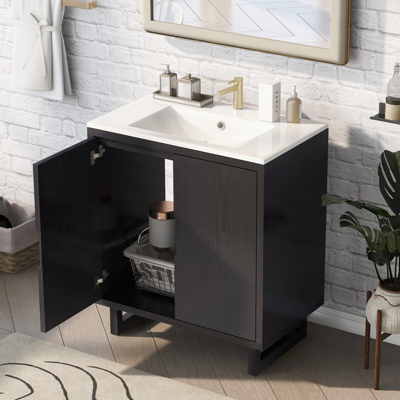 30" Bathroom vanity Set with Sink, Black
