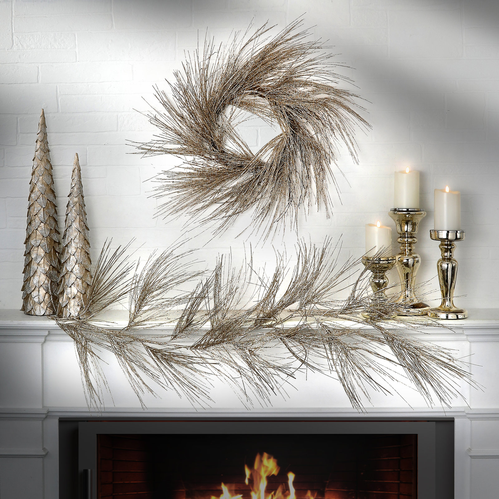 48" Glitter Long Needle Pine Garland