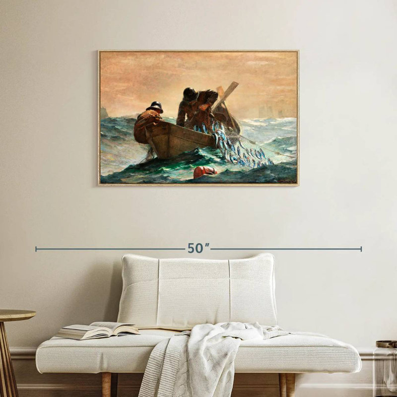 Le filet de hareng, 37 po x 25 po, Cadre flottant en bois naturel