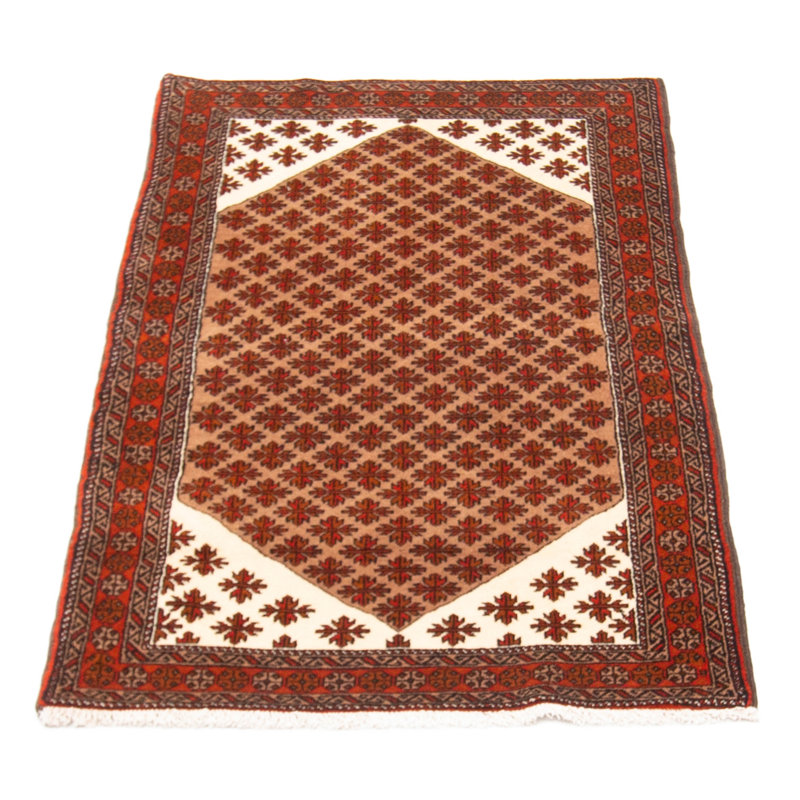 Tapis brun clair en laine noué à la main de conception unique 2 pi 11 po x 5 pi 2 po New Age