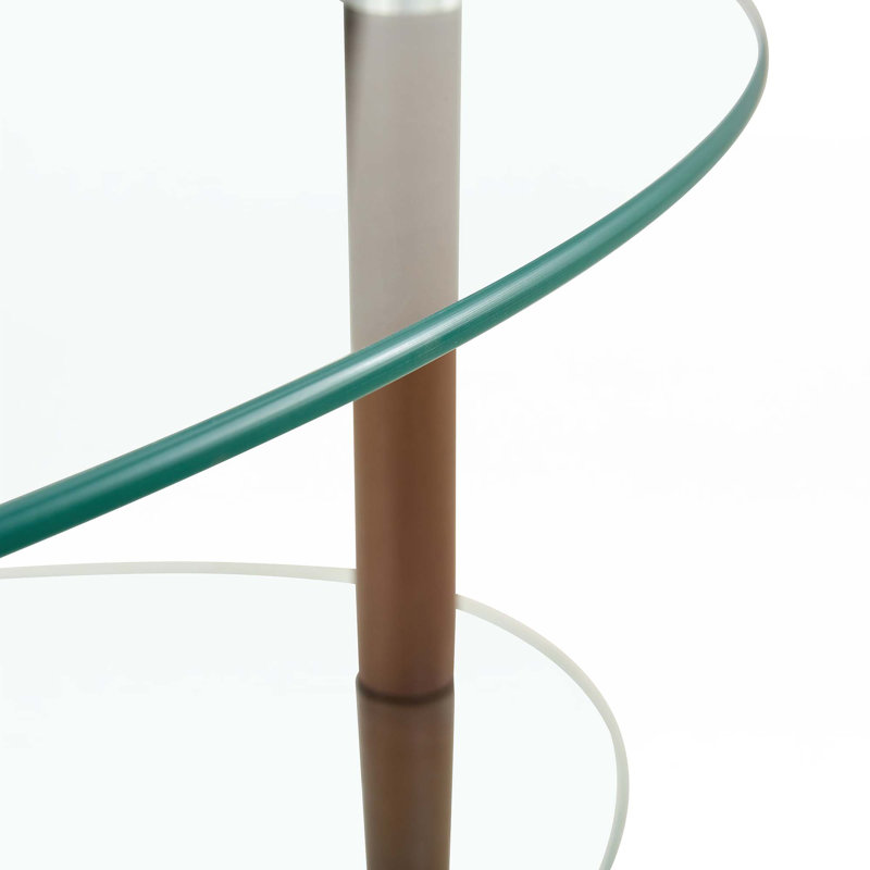 Transparent Oval Glass Coffee Table, Brown, Transparent