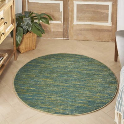 Mullican Sandy Solid Blue/Green Easy Care Indoor/Outdoor Area Rug