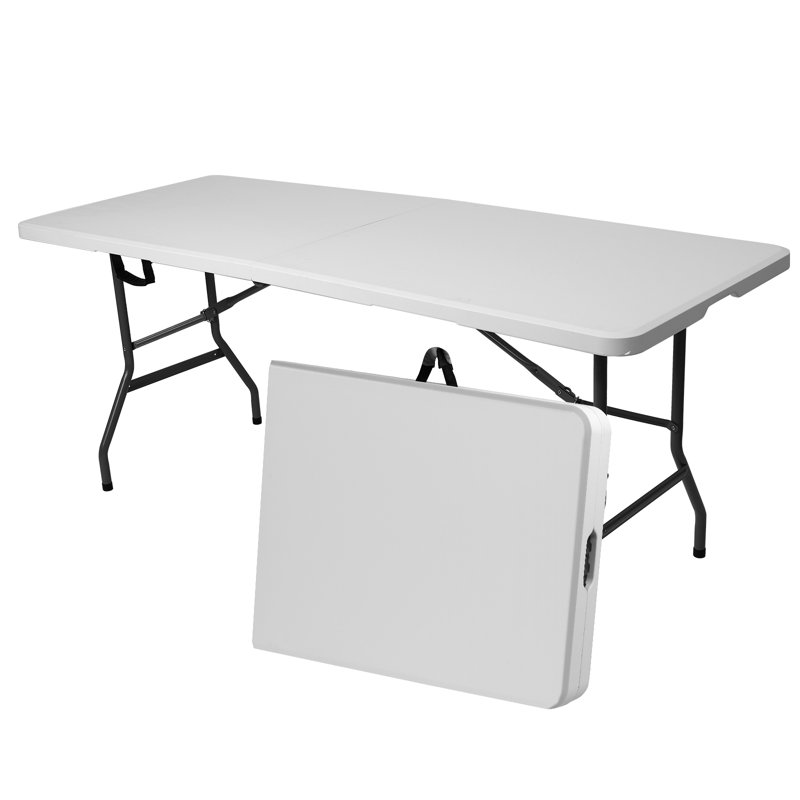 6ft Folding Table, Picnic Table, Portable Folding Table for Outdoors Camping, Picnics, Parties & Indoor Events, White
