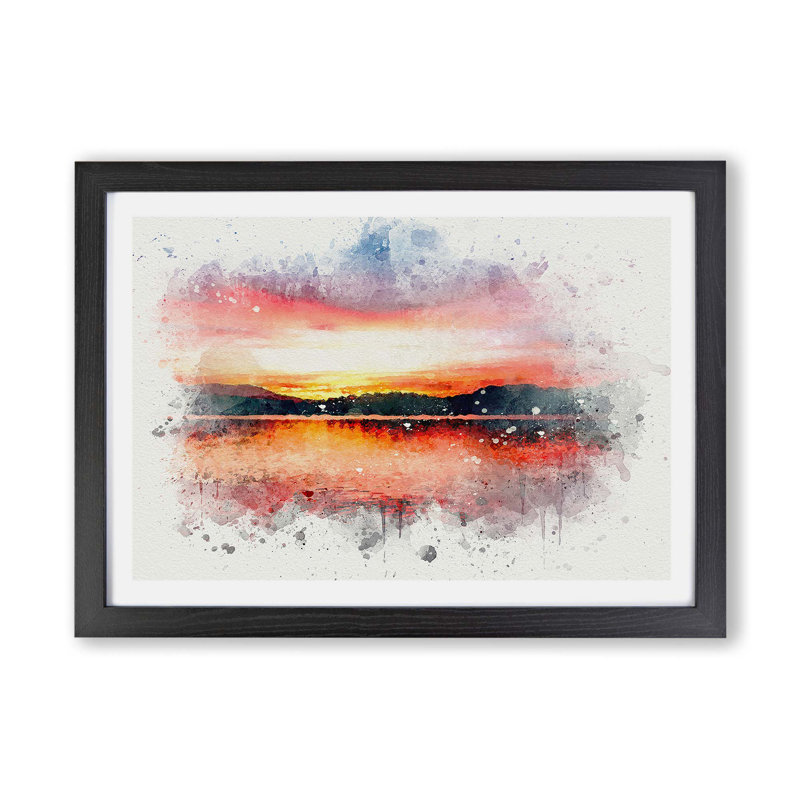 Sunset Over Lake Windermere - Framed Print, Black, 24cm H x 33cm W x 2cm D