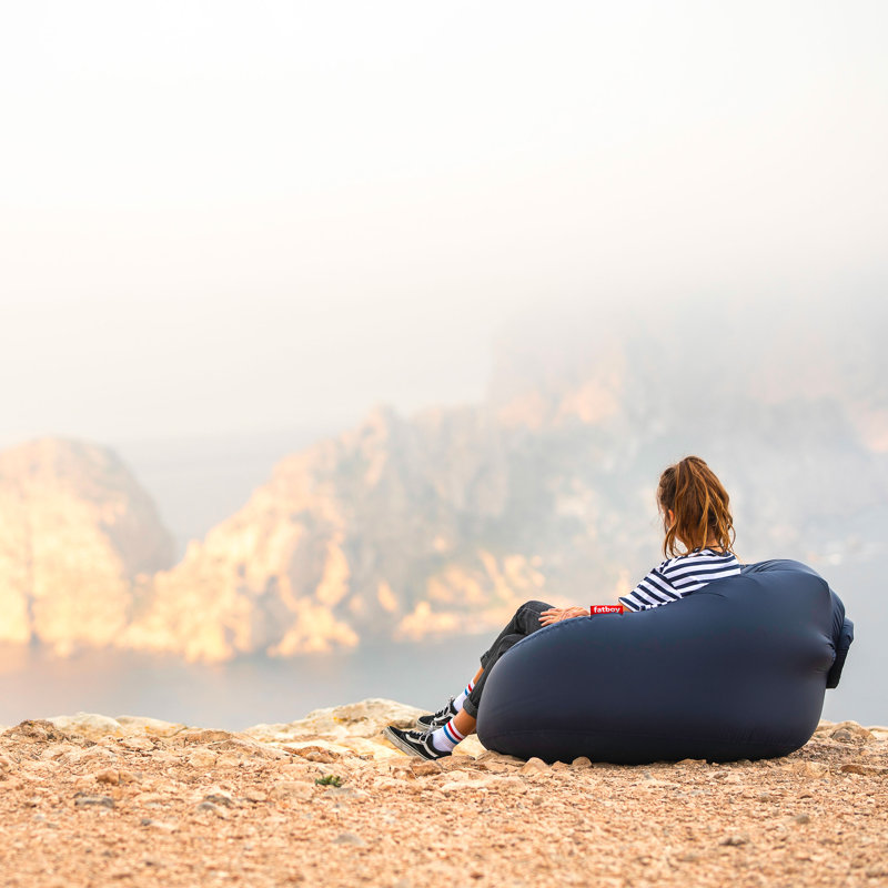 Inflatable Dark Blue Nylon Outdoor Armchair with Zipper