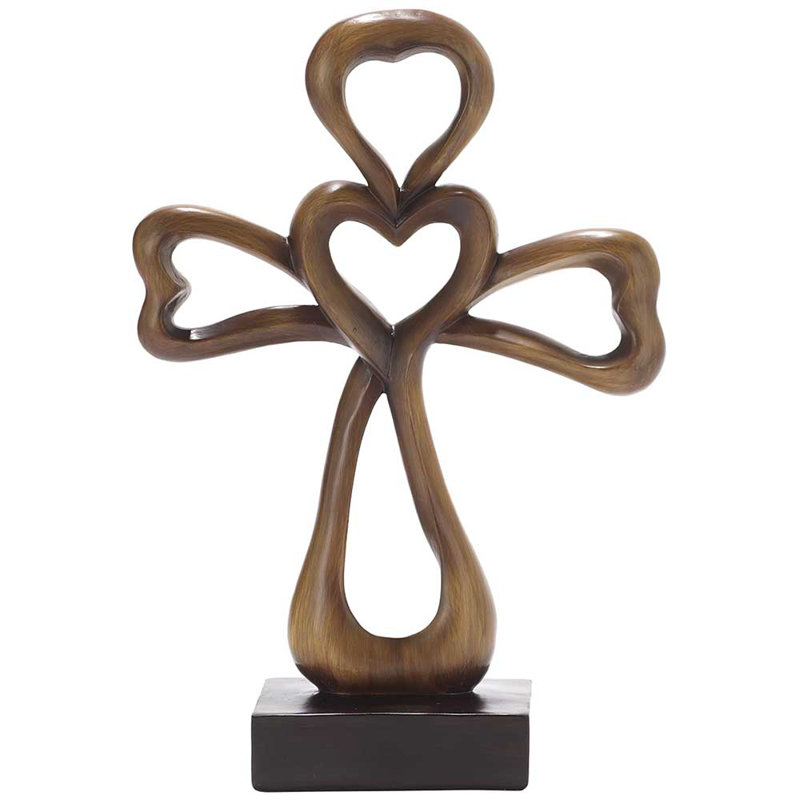 Croix de plateau de table contemporaine moderne &, Brun antique