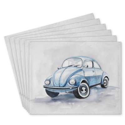 Beetle Blue Car Polyester Dreketi Set of 6 - Home Decor
