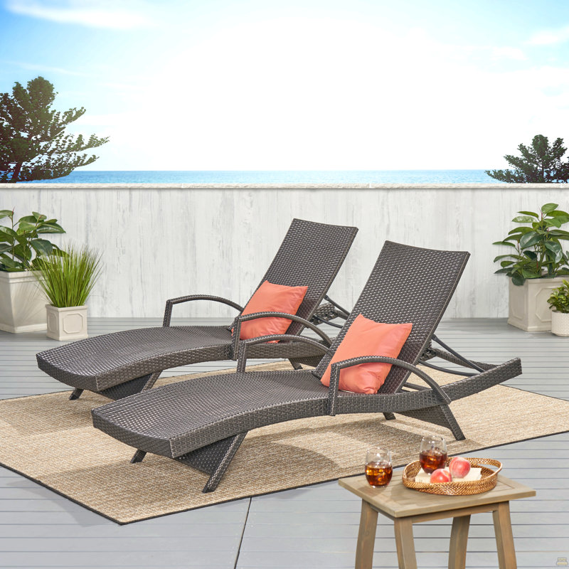 Chaise longue en osier avec accoudoirs Pe