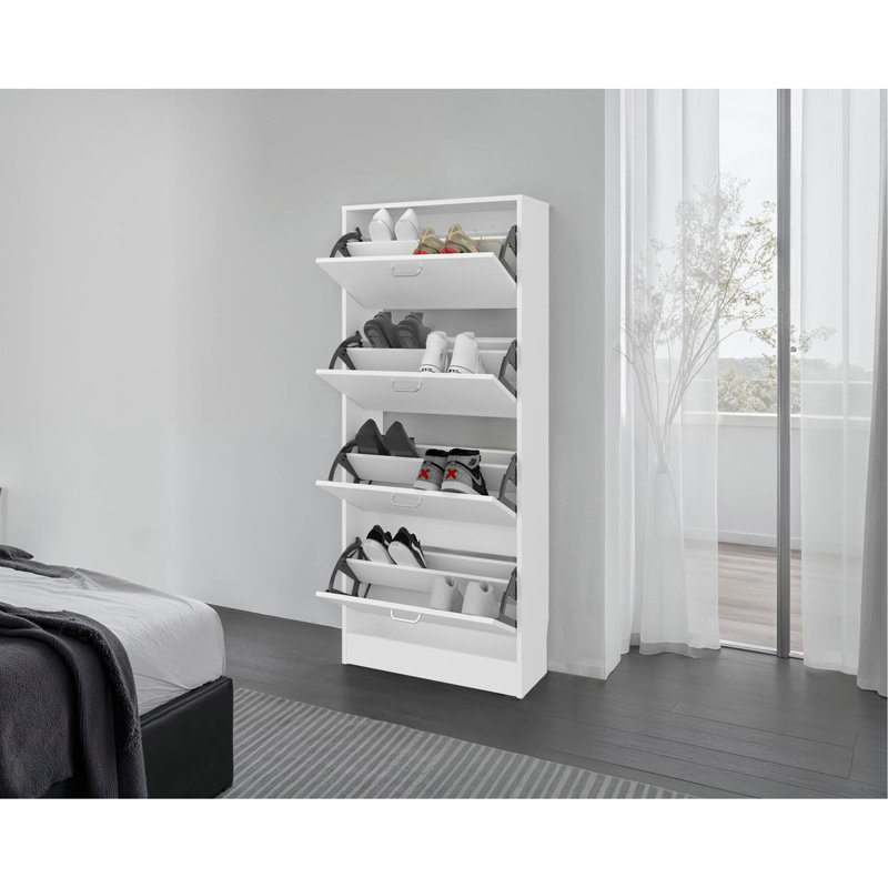 Range-chaussures vertical blanc avec portes