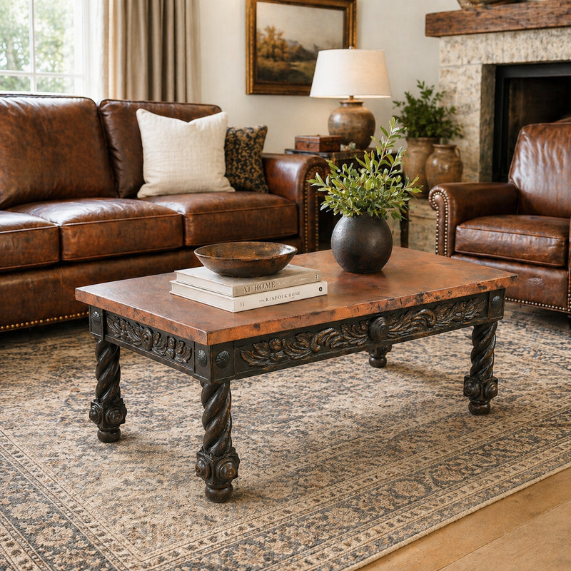 Copper & Turned Leg Coffee Table