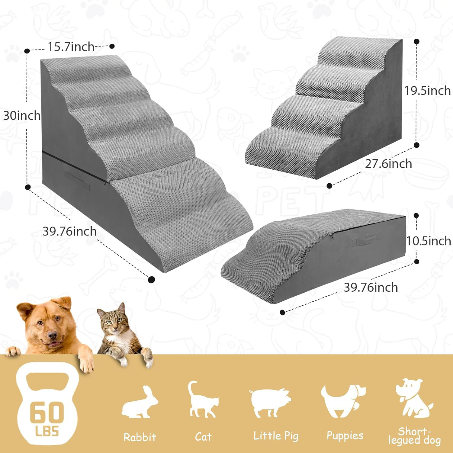 Tucker Murphy Pet™ 6-Step 30 Inches Dog Steps&Stairs for High Bed Up to ...