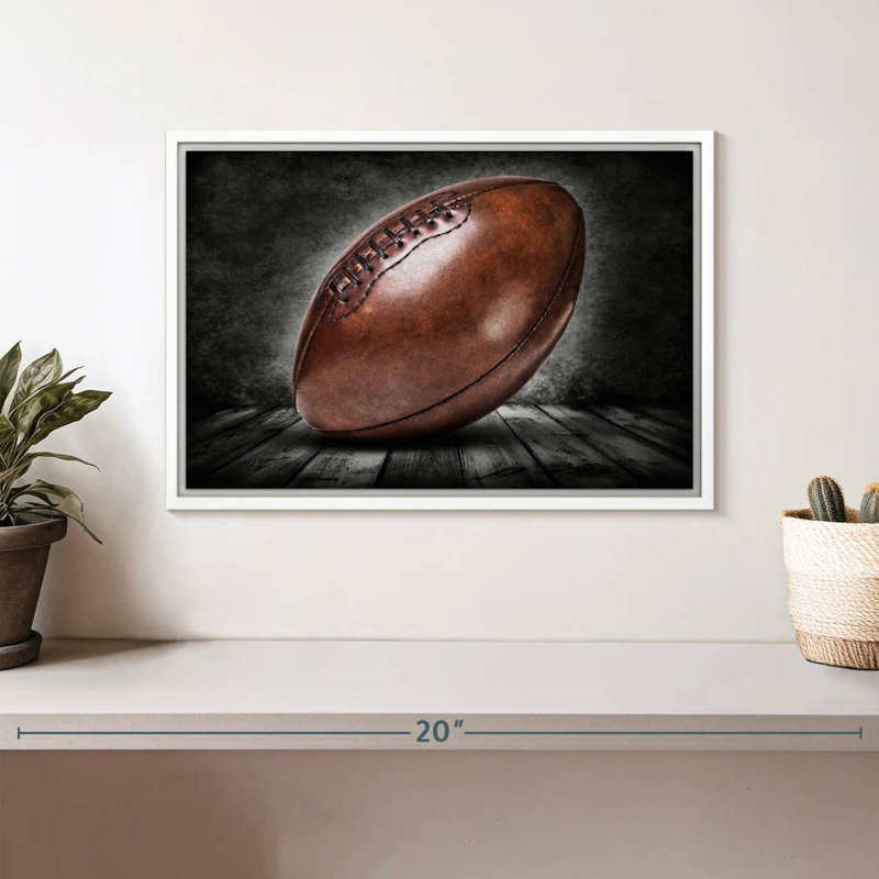 Football rétro grunge, Cadre flottant blanc, 13 po x 9 po