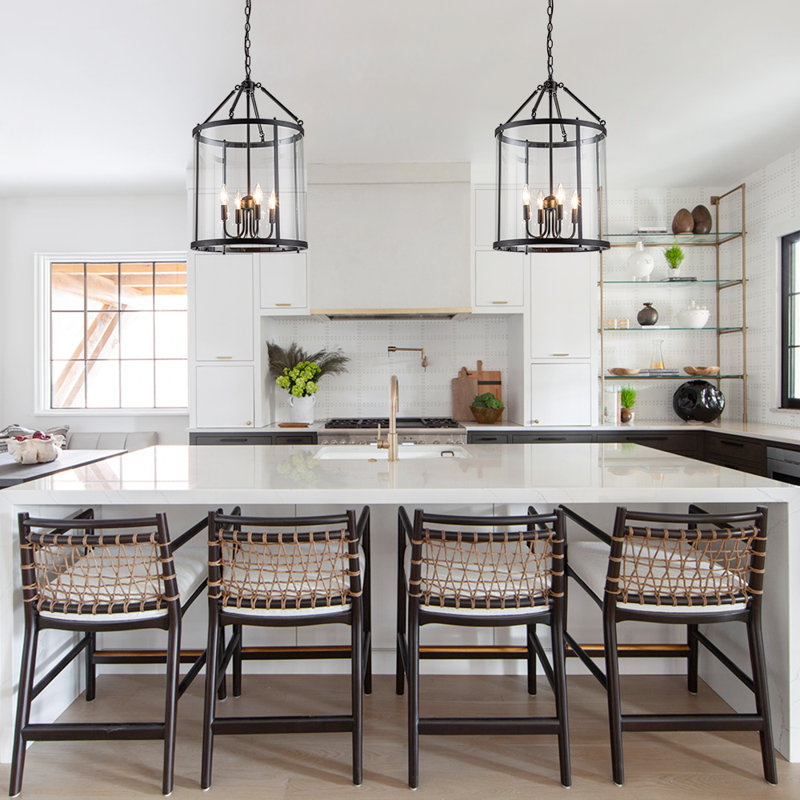 4 - Light Chandelier with Glass Accents