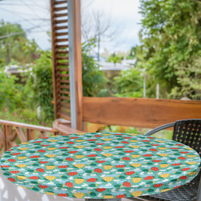East Urban Home Strawberry Fitted Round TableclotMulticolor 69712