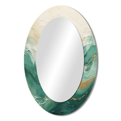 Gold And Black Soft Wave Fusion V - Green Oval Wall Mirror Decor