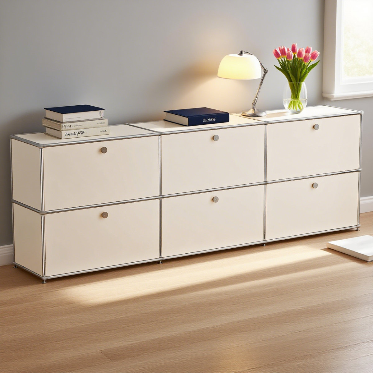 Modular Metal Storage Cabinet With Adjustable Shelves