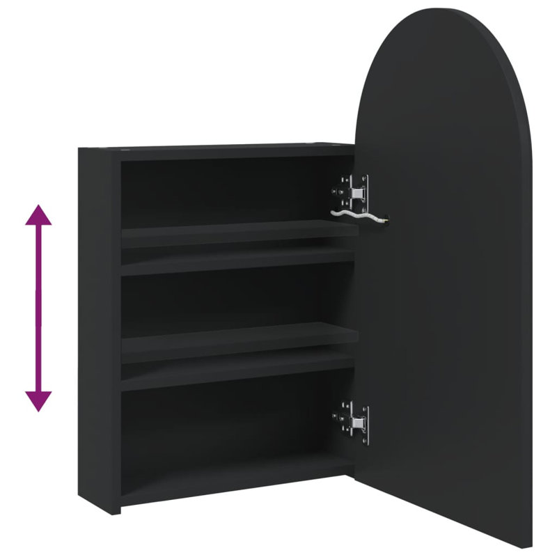 Adiza Framed Mirrored Bathroom Cabinets, Arched Black