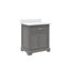 Meuble-lavabo de comptoir en marbre blanc Carrara de 30 po avec miroir Derby-29273776