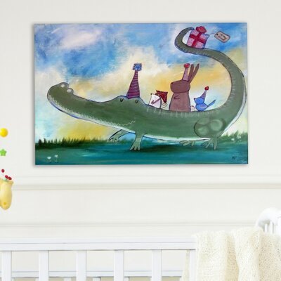 Alligator Birthday' by Andrea Doss Painting Print on Wrapped Canvas -  Marmont Hill, MH-ADRDOS-35-C-45