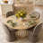 4- Person Dining Table Sets With Extendabe Oval Table & 4 Upholstered Tweed Swivel Chairs-97404637