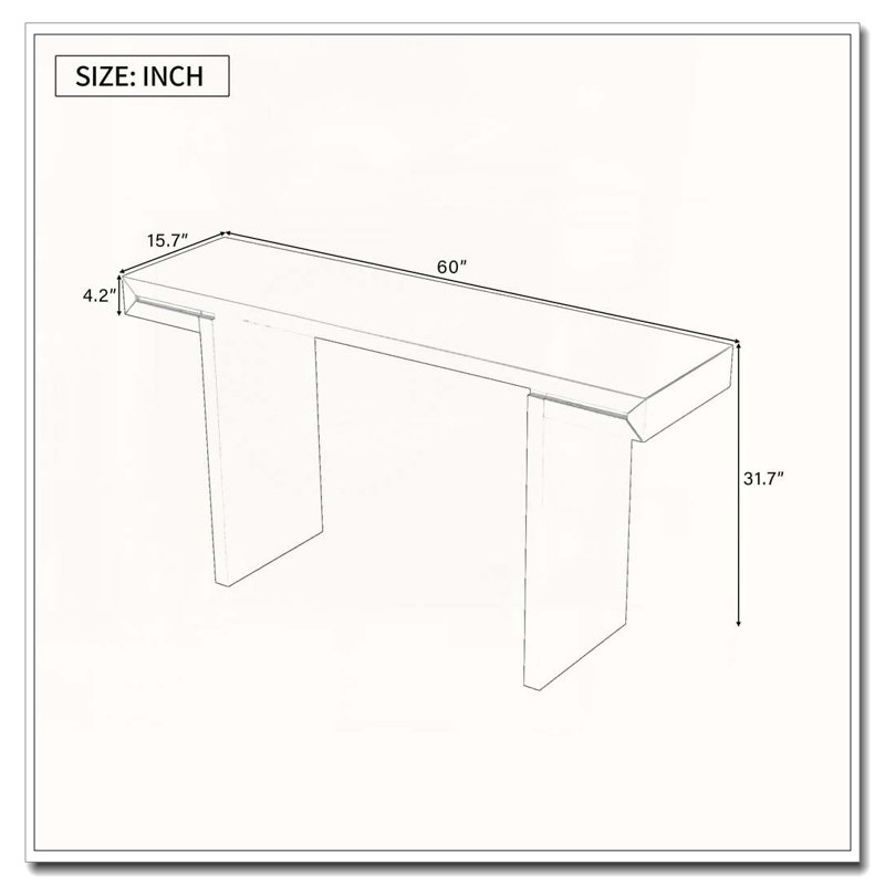 Console de 60 pouces avec lignes géométriques épurées, table d'entrée élégante avec finition peinte et pieds réglables, Noir