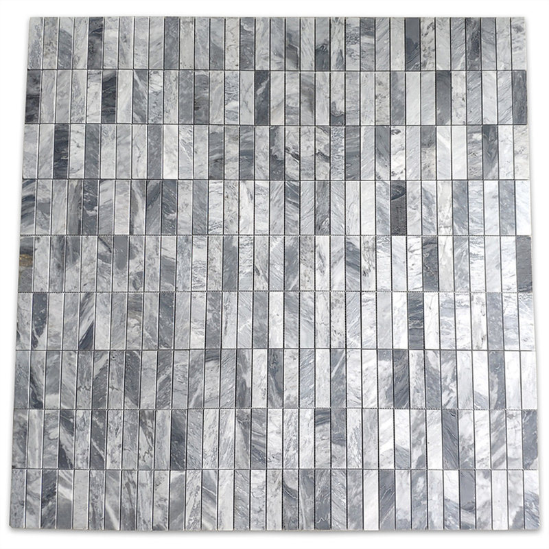 12 in. x 12 in. Grid Marble Tile, Dark Gray