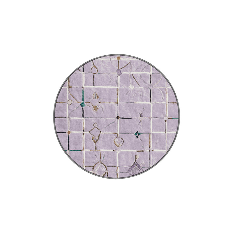 Machine Washable Pink Area Rug, Round 7'