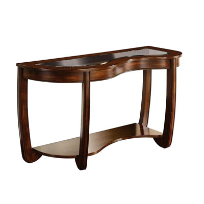 Luxury Dark Cherry Cocktail Table With Open Shelf And Glass Insert Top Design Living Room Beveled Storage