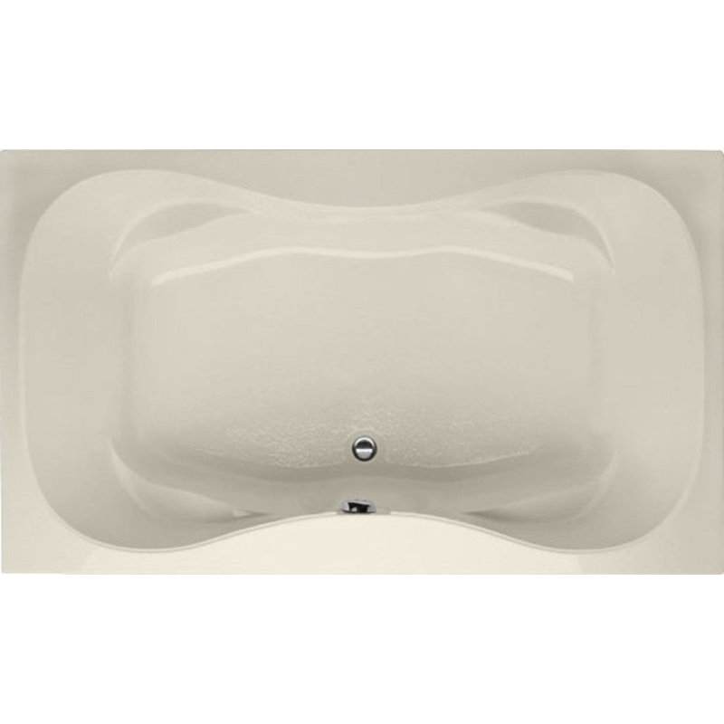 Evansport 60'' x 42'' Soaking Acrylic Bathtub, Biscuit, Satin Brass