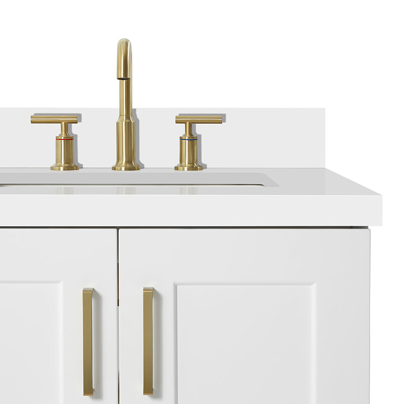 37 IN.  Single Bathroom Vanity, White, Rectangular, Left