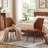 Monno Chenille Fabric Upholstered Dining Chairs Armless Side Chairs with Color-Matched Metal Frame-442354295