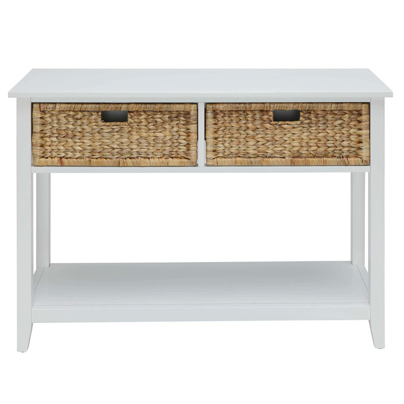 Console avec 2 tiroirs, Blanc, Blanc, Blanc
