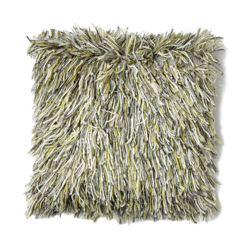 Baby Beast Hand Knit Alpaca Throw Pillow, Citrus/Gray