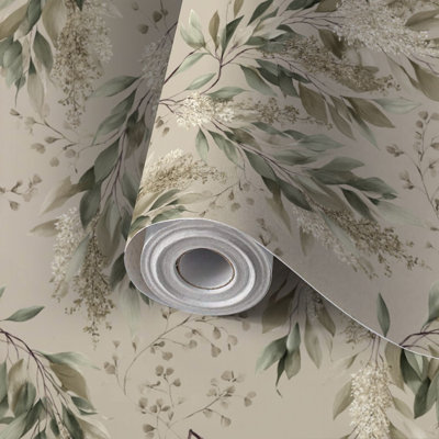 Peel and Stick Wallpaper Contact Paper Minimalist Botanical Study Floral Design Parchment Decor Self Adhesive and Removable 24in x 118in(60x300cm)