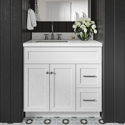 Hamlet 36.25'' Bathroom Vanity with Carrara Quartz Top