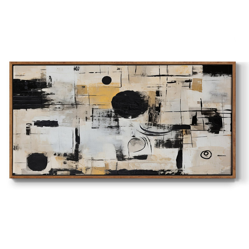 Abstrait, série CCXCVI, toile tendue avec châssis, prête à être accrochée, H 25 po x l 49 po, Noyer