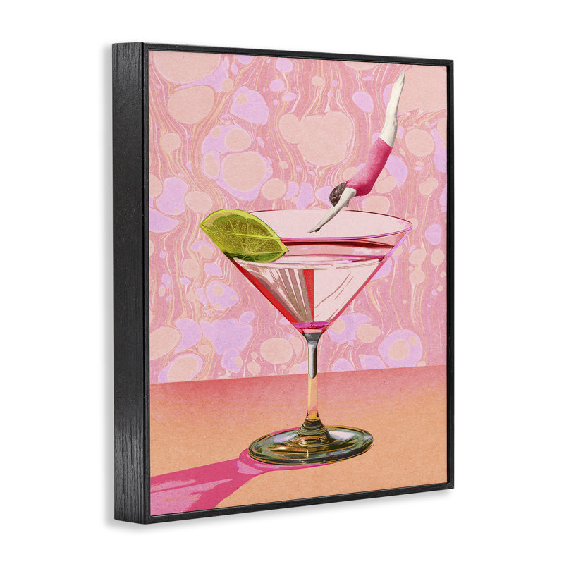 Plongeur en cocktail, estampe numérique de Daphne Polselli, H 30 po x l 24 po, Giclée encadrée noir minuit