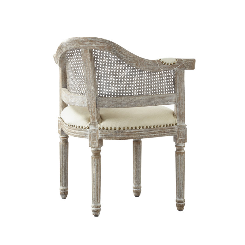 Chaise avec accoudoirs en lin 24 po Bramford, Crème