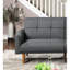 Salon convertible, pieds en bois et dossier en polyfibre gris moderne-1877234923