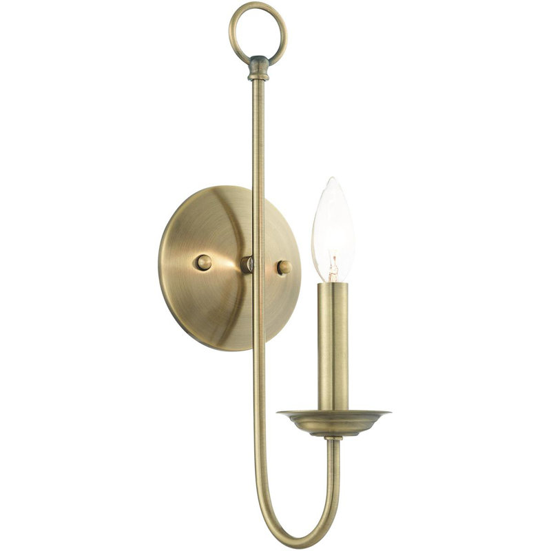 Wall Sconce with Steel Base - 5" Industrial Light Fixture, Antique Brass