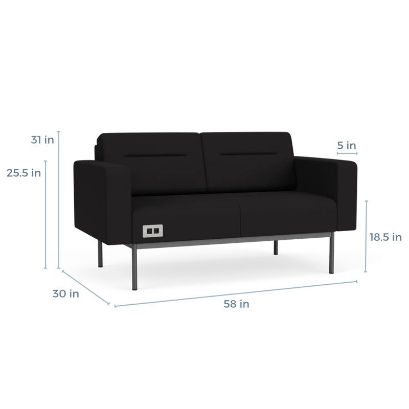 Causeuse de réception Darsey, Visite libre noire, Avec alimentation, Gris anthracite