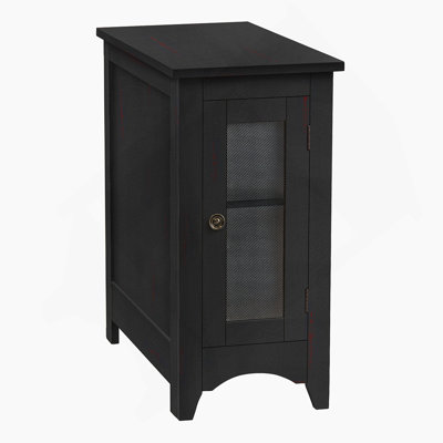 Table d'appoint, table de bout, table d'appoint, étroite, table de chevet, chambre à coucher, rangement, placage noir
